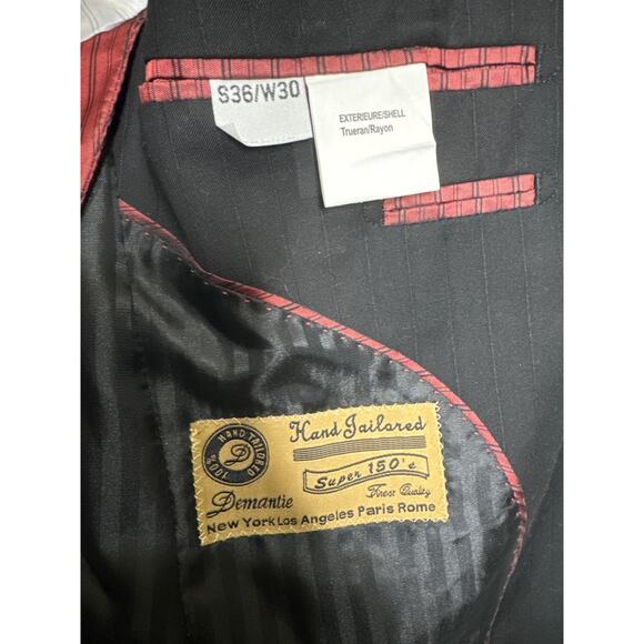 Demantie Super 150's Sport Coat Blazer hand tailored black size S/36 W/30 - Picture 11 of 12